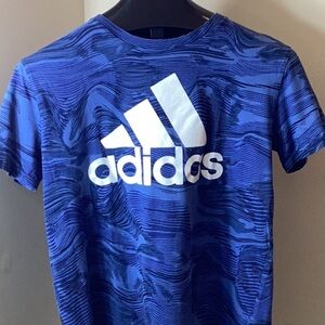 adidas Blue & White Unisex Athletic Short Sleeves T-Shirt